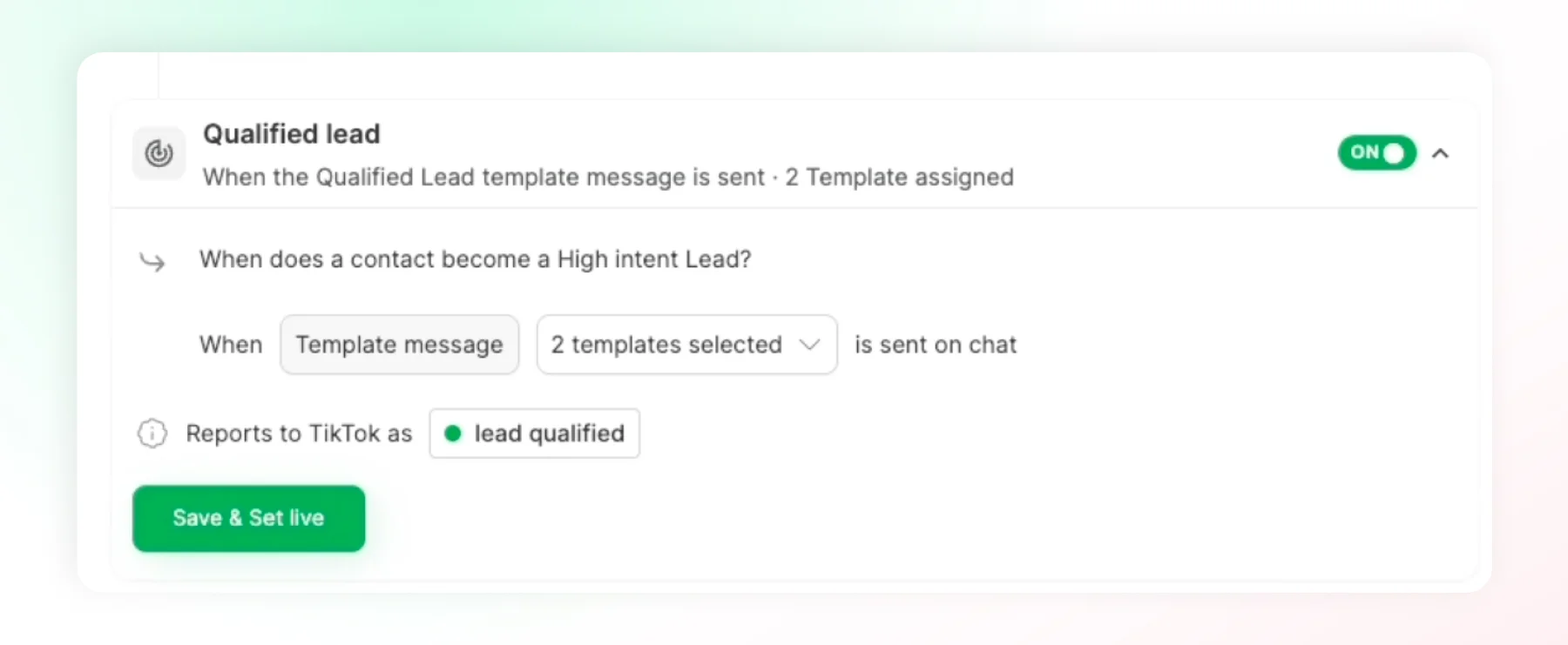 Marketing a lead as qualified