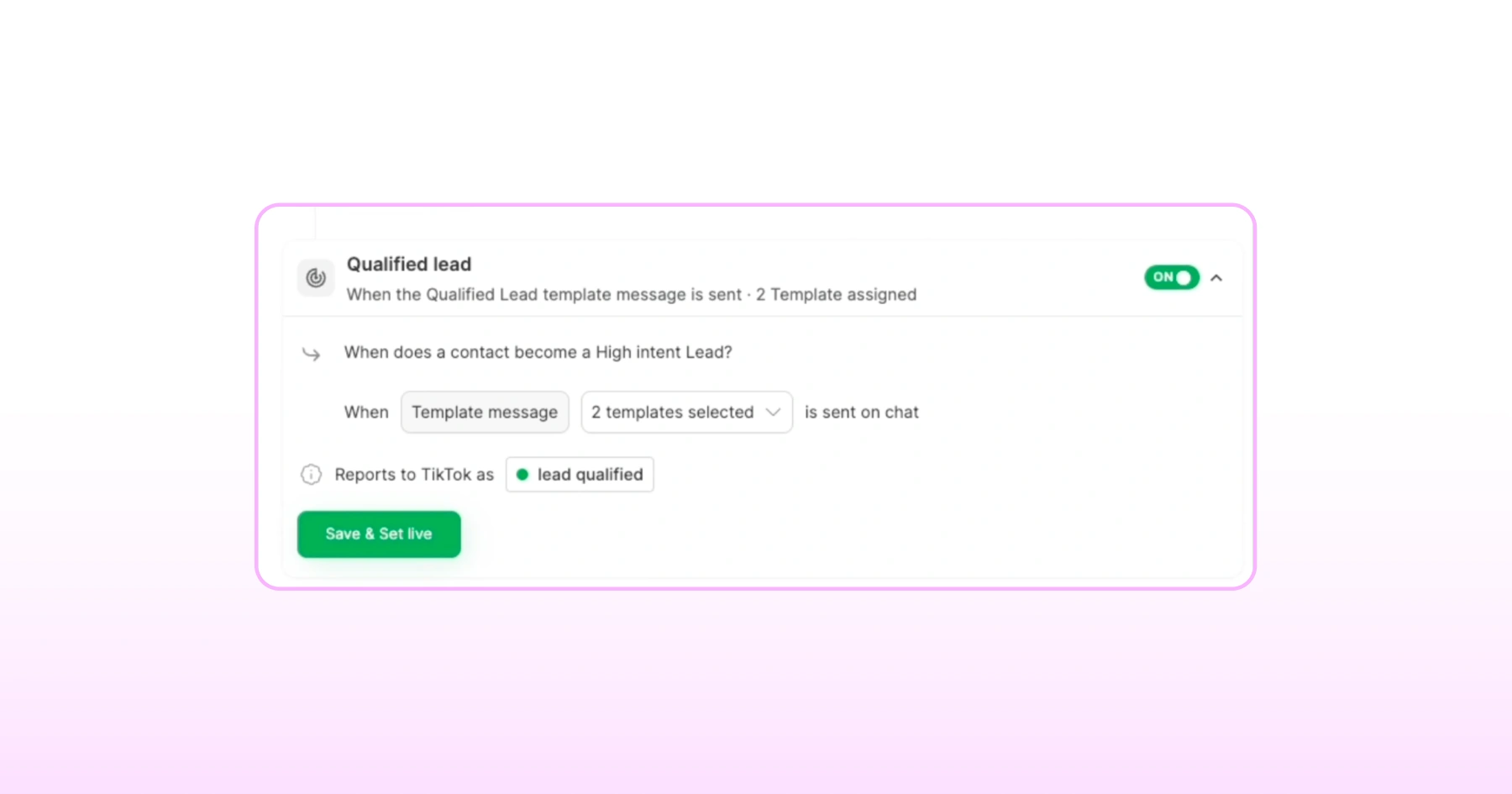 Qualified lead setup for TikTok ads