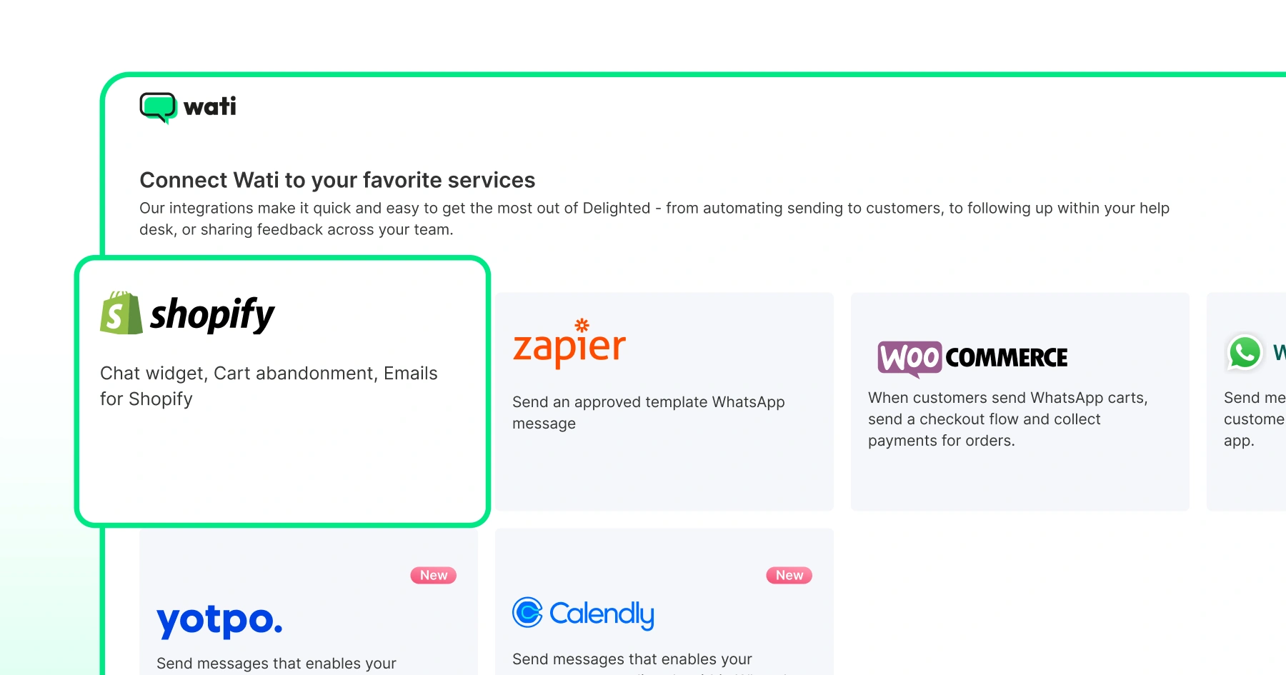 Connecting Wati with Shopify using the Wati dashboard