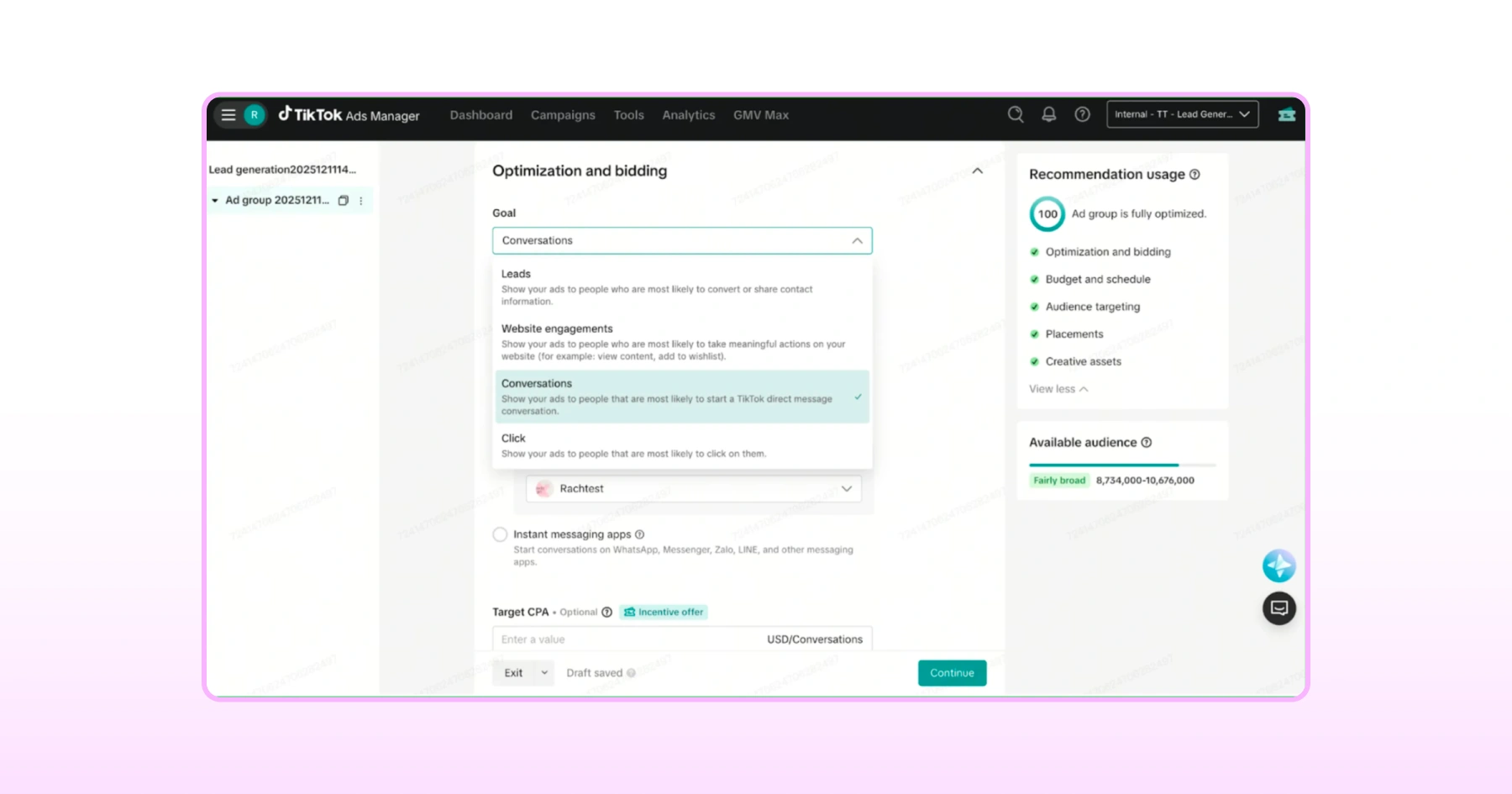 Choosing conversations as the optimization goal