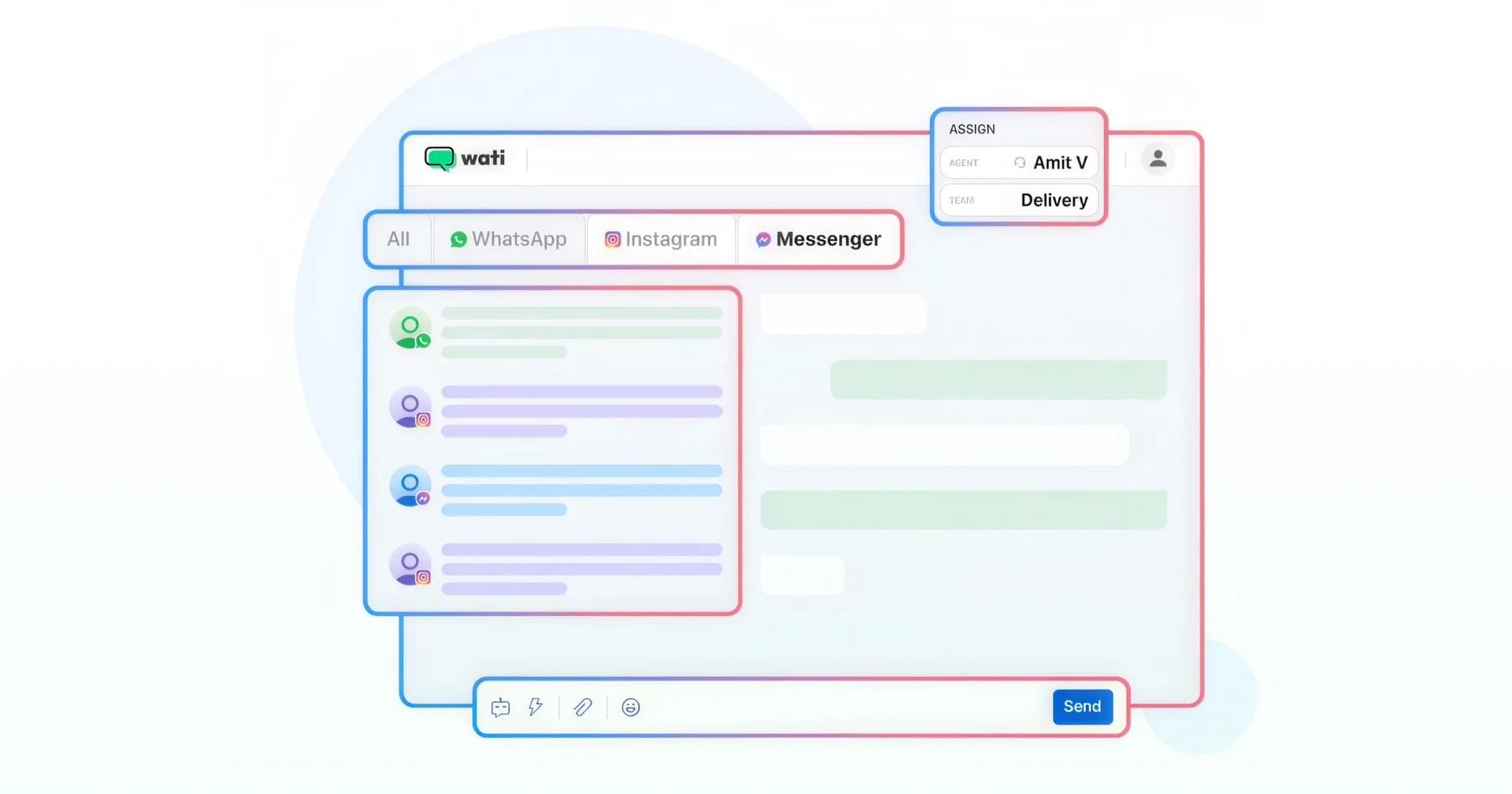 Manage WhatsApp, Instagram, and Messenger chats from one inbox