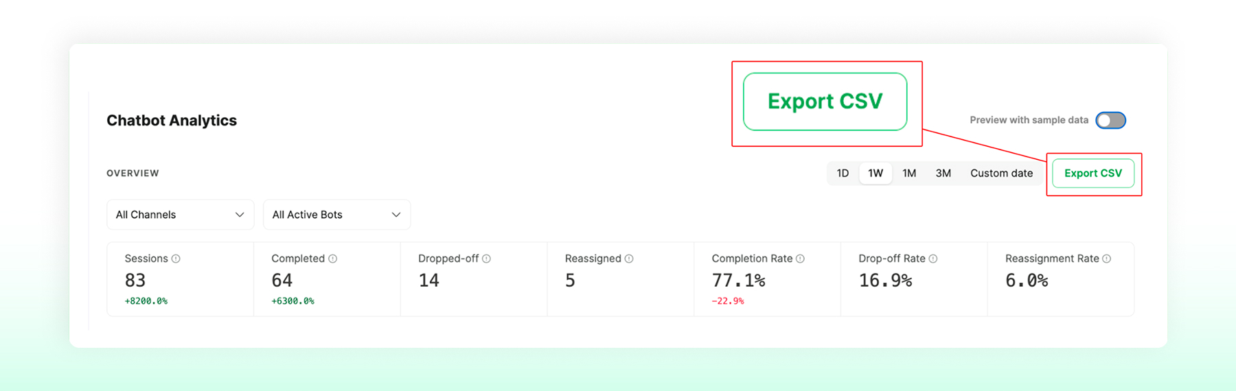 Export CSV file for saving reporting details