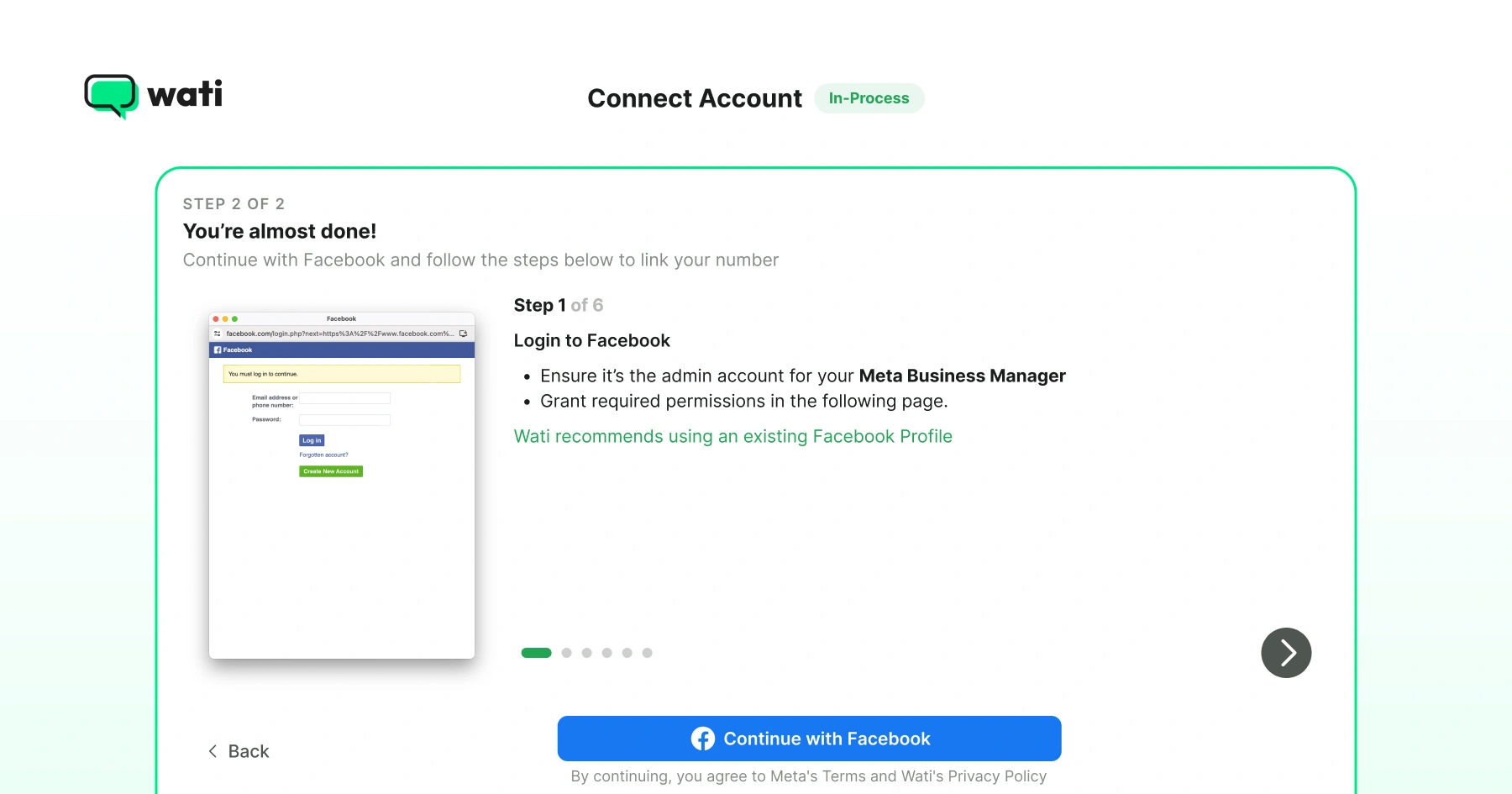 Linking Facebook account