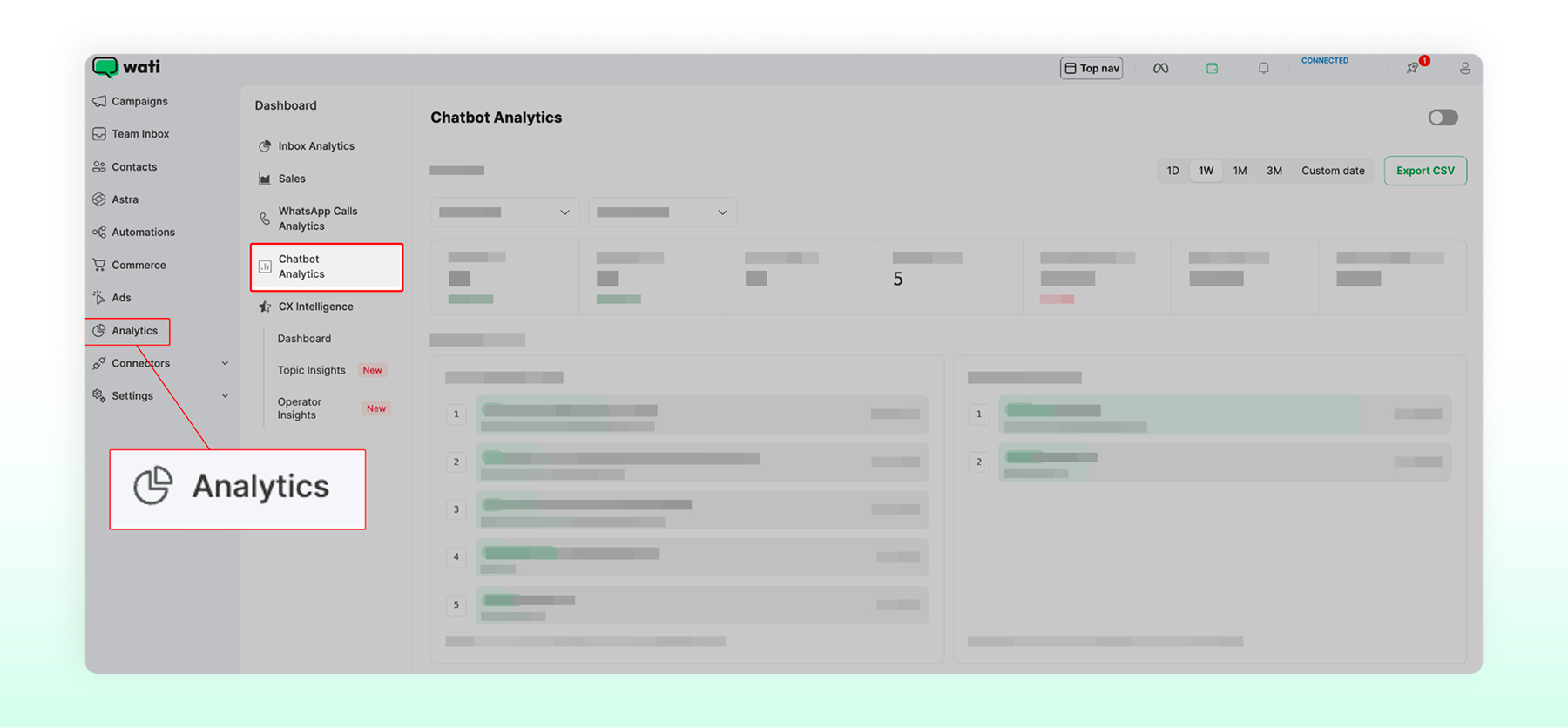 In Analytics, slect Chatbot Analytics