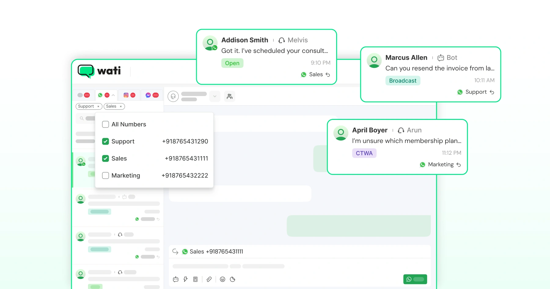 Running multiple WhatsApp numbers inside Wati