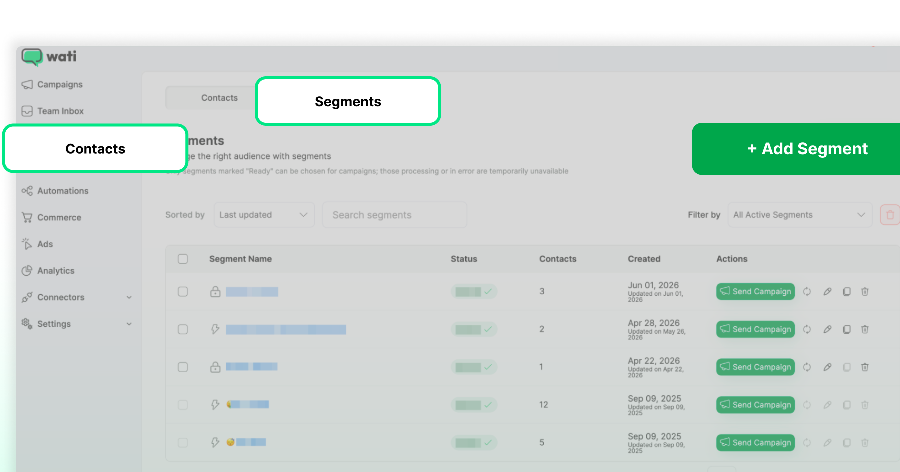 Selecting Segments from Contacts
