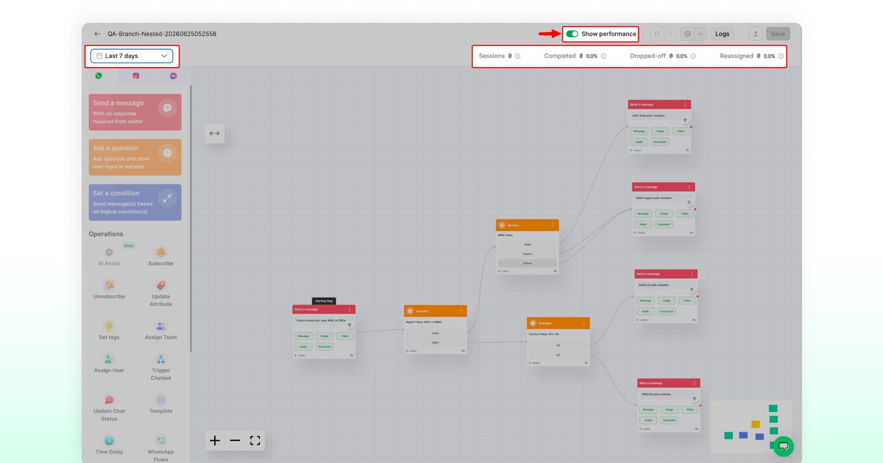 Drag and drop interface on Wati for businesses