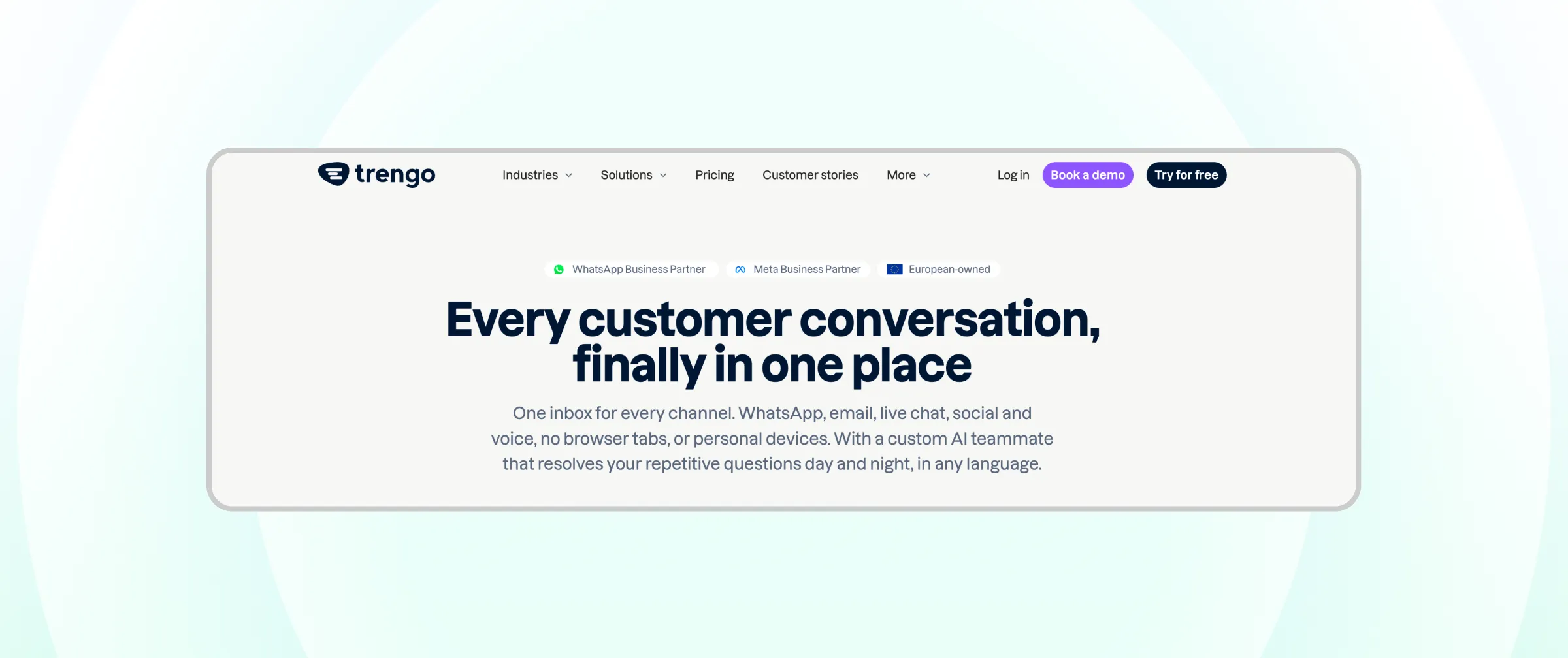 Homepage of Trengo