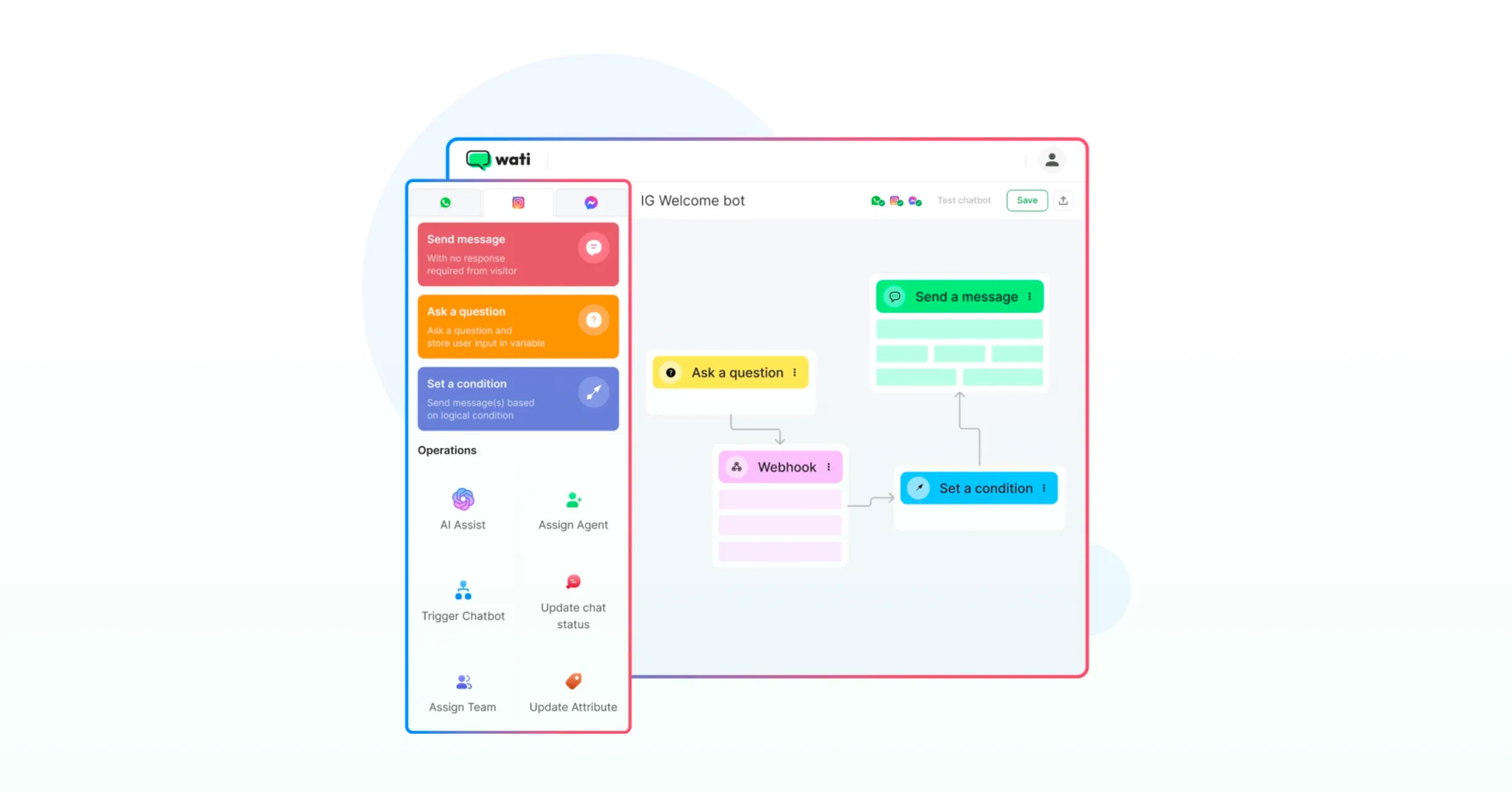 Automating queries via a drop and drag feature inside Wati