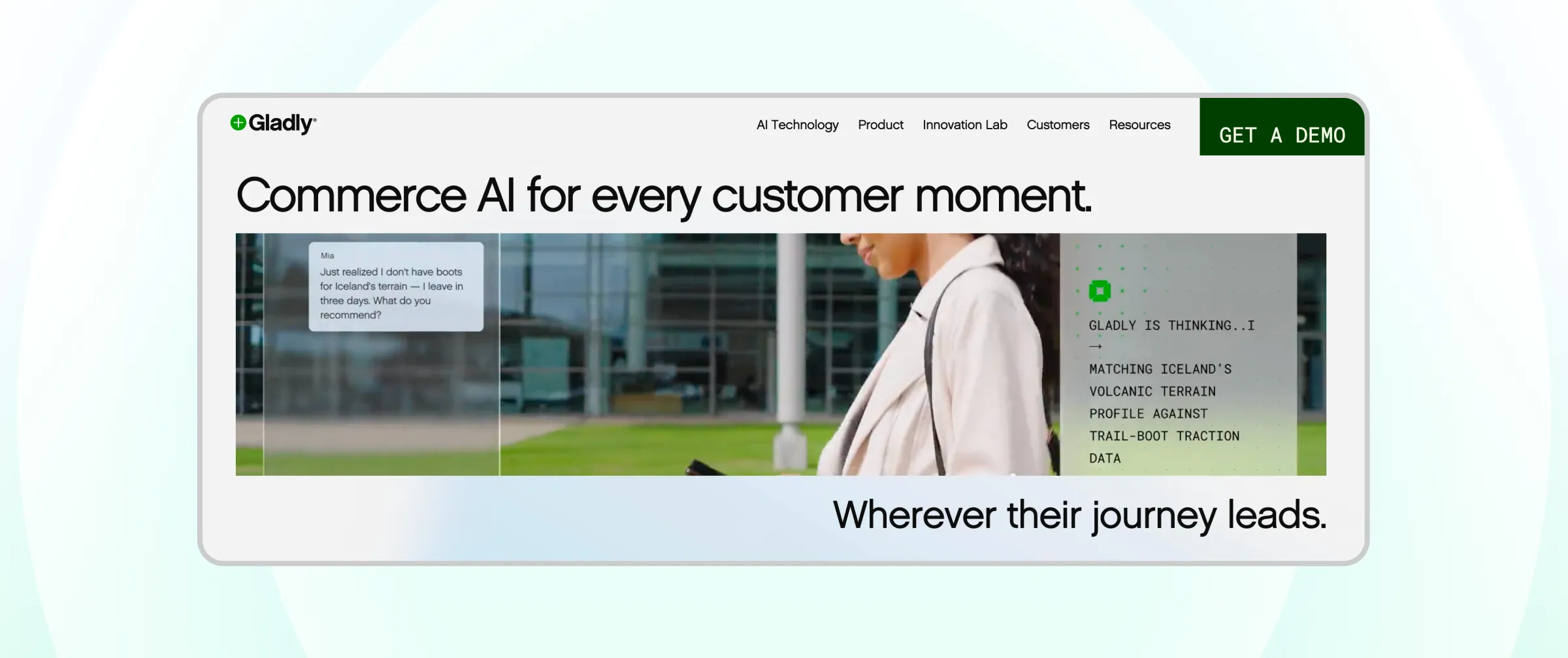 Homepage of Gladly