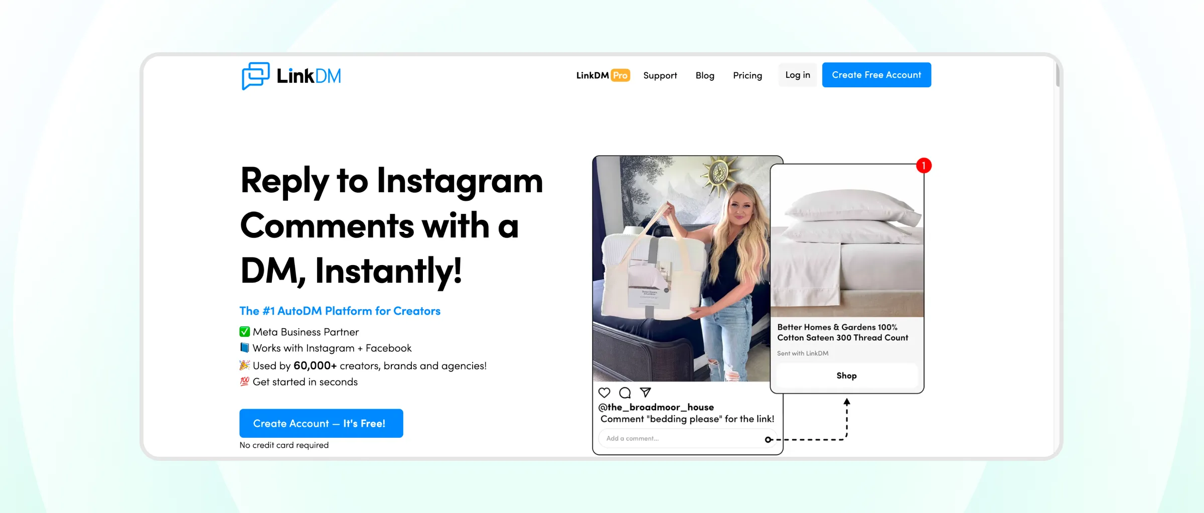 Homepage of LinkDM