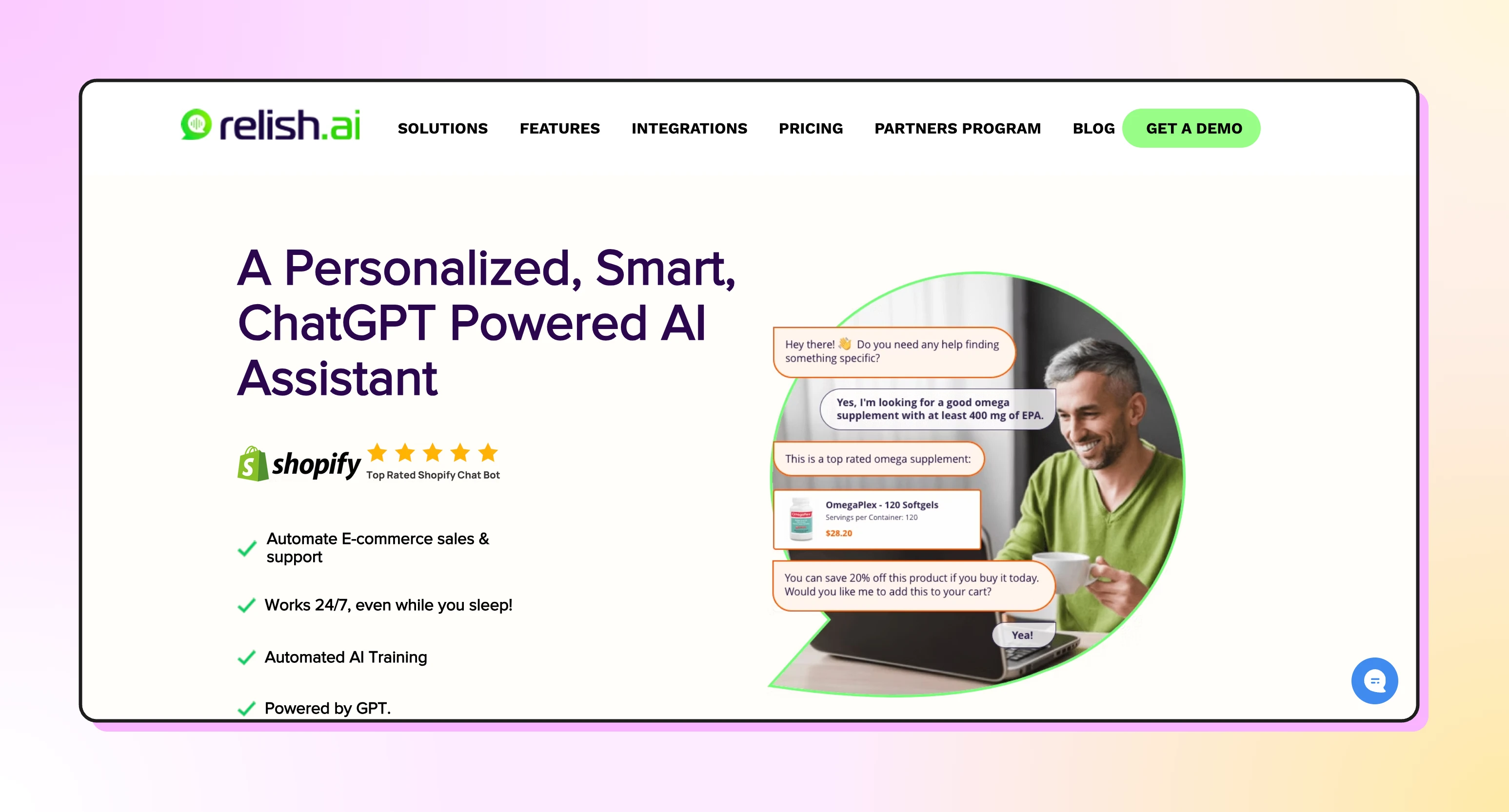 Relish AI homepage