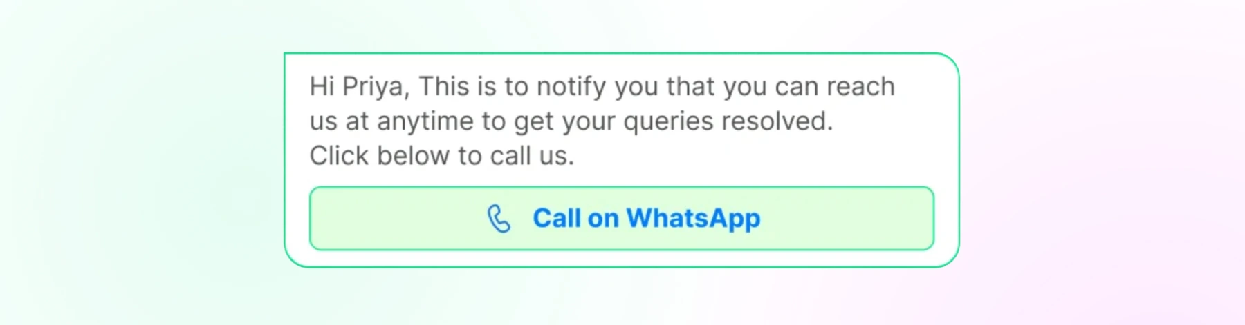 WhatsApp Calling option or a customer on chat