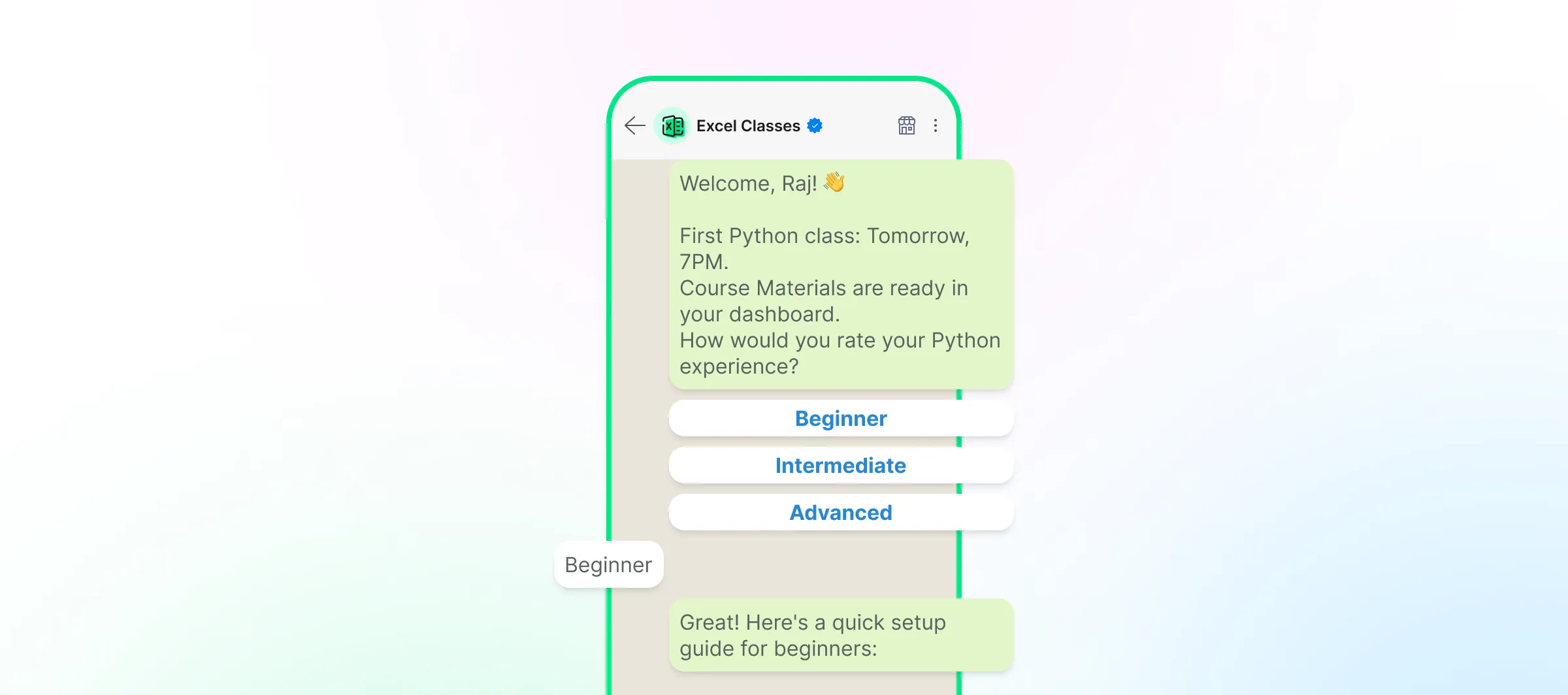 Sending a personalized message post admission on WhatsApp