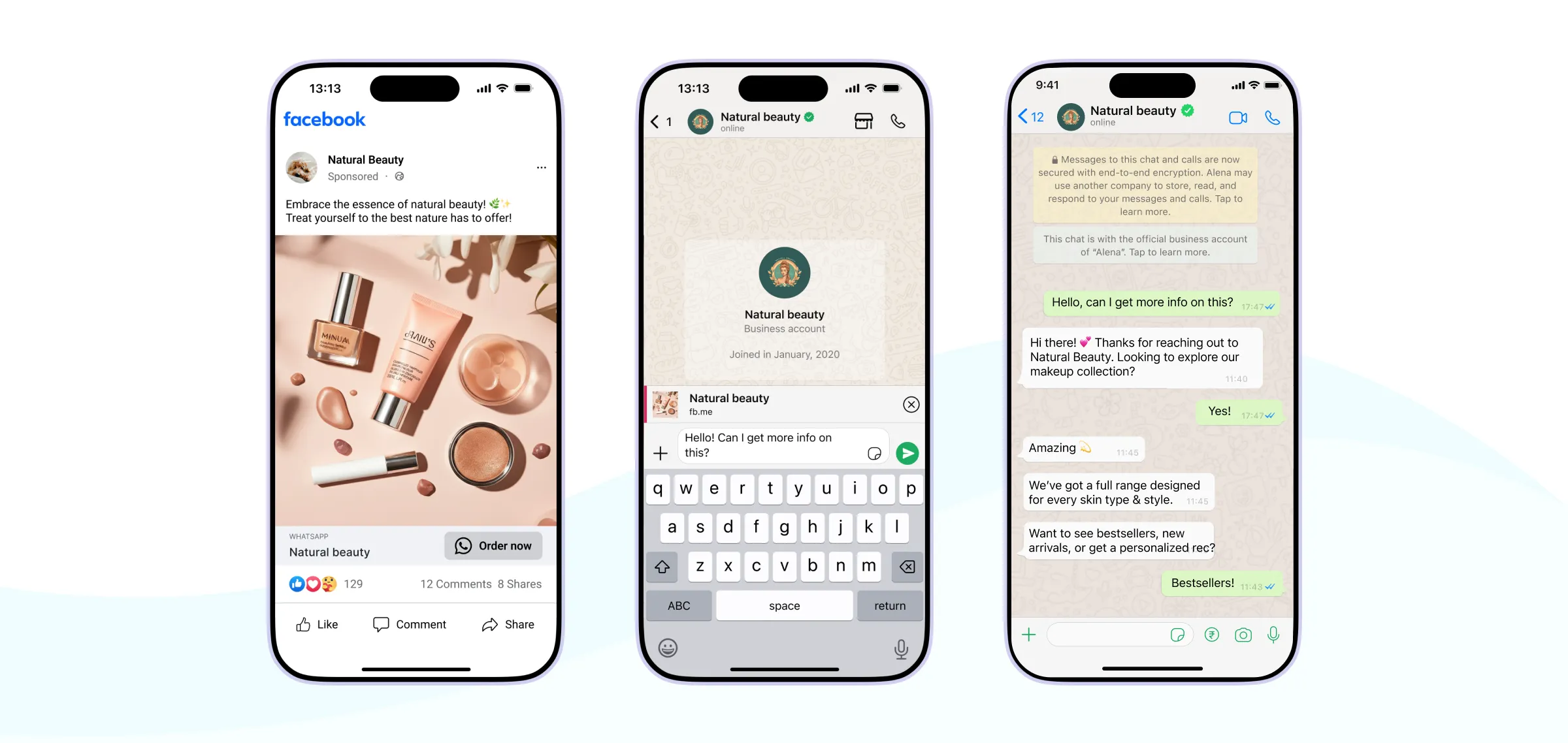 Click to WhatsAp ad on Facebook followed by a conversation