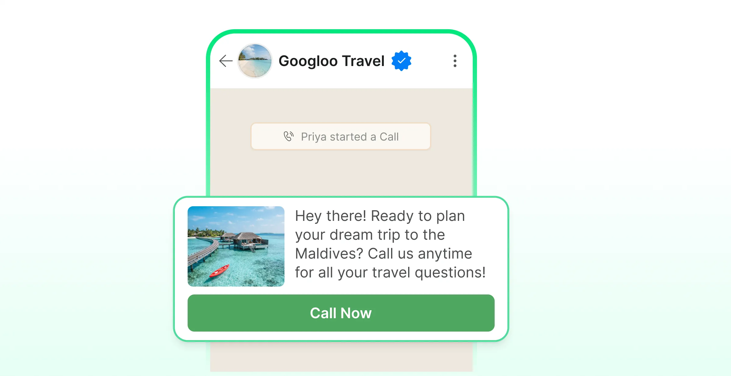 WhatsApp Business Calling option on chat
