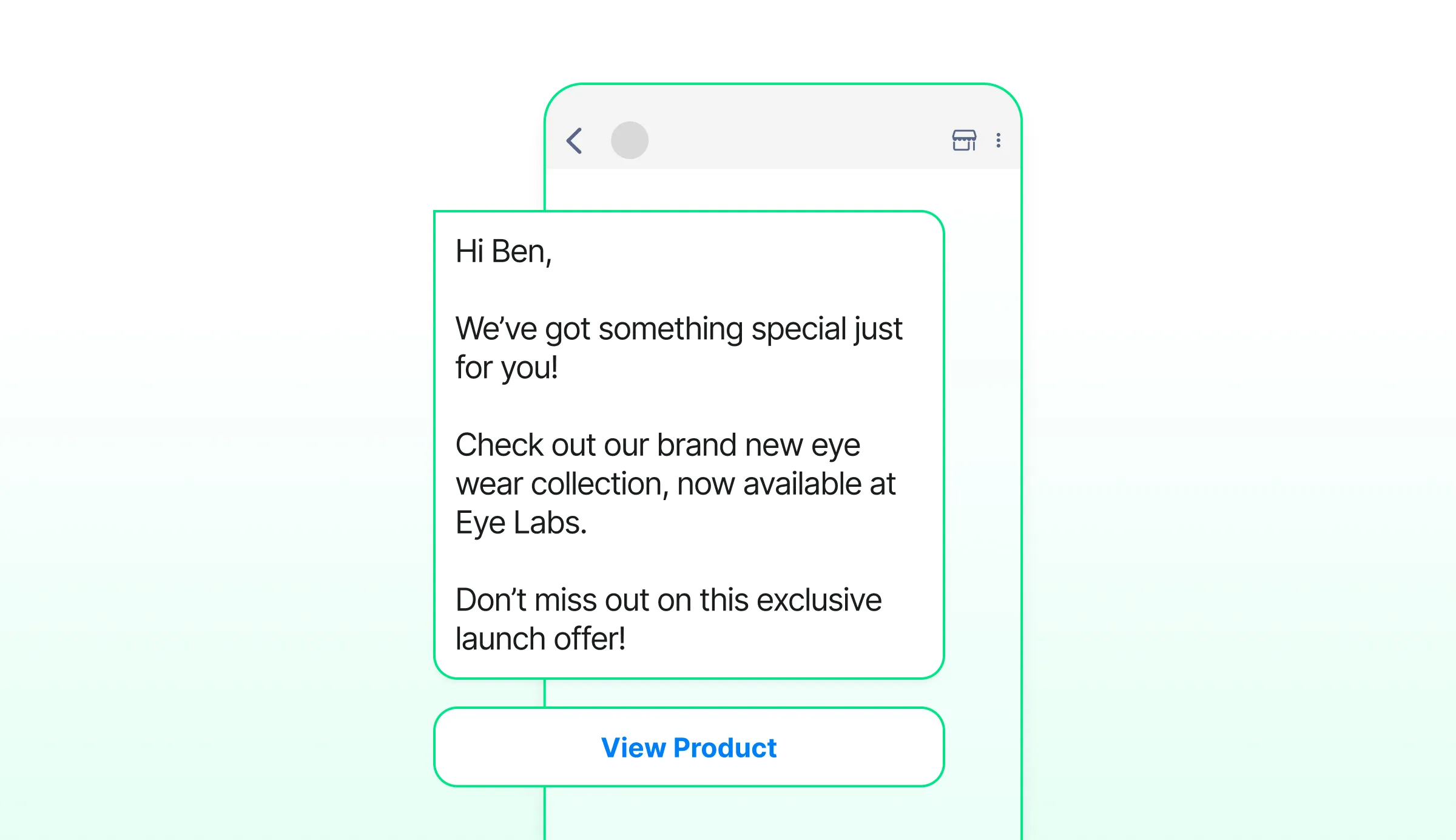 New collection announcement message with catalog linked