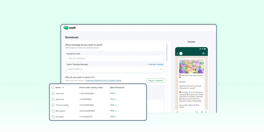 WhatsApp broadcast list interface