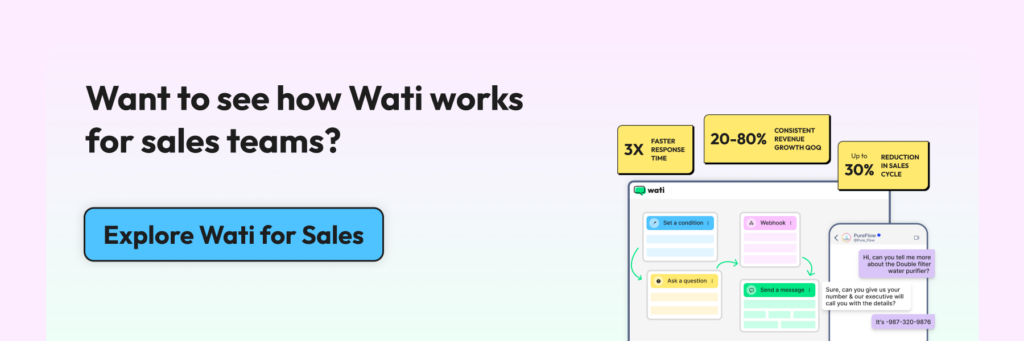 CTA to explore Wati as a whatsapp business api for sales teams