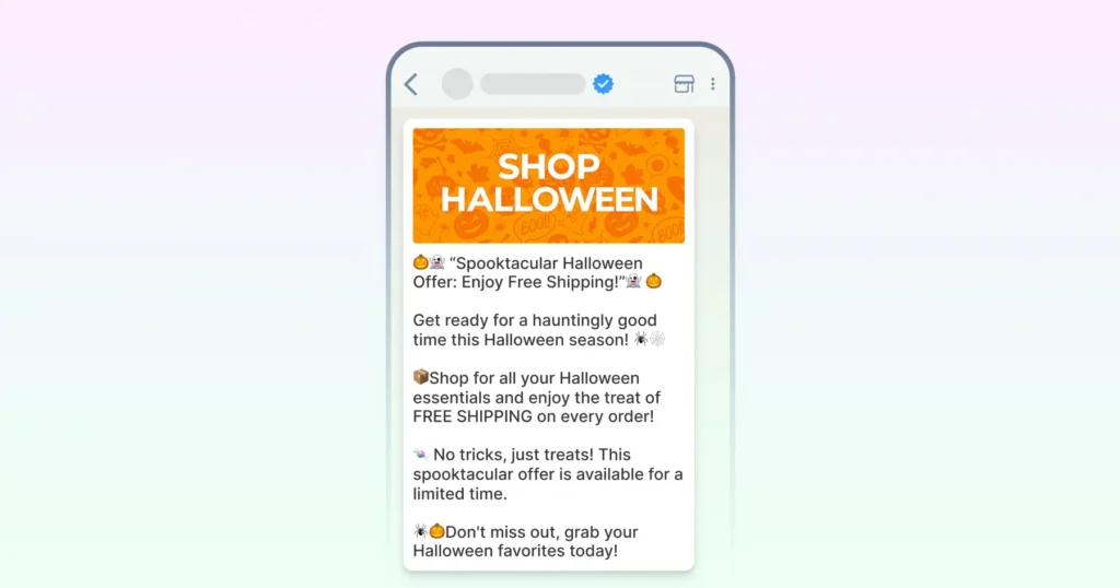 Free shipping offer Halloween template message for brands
