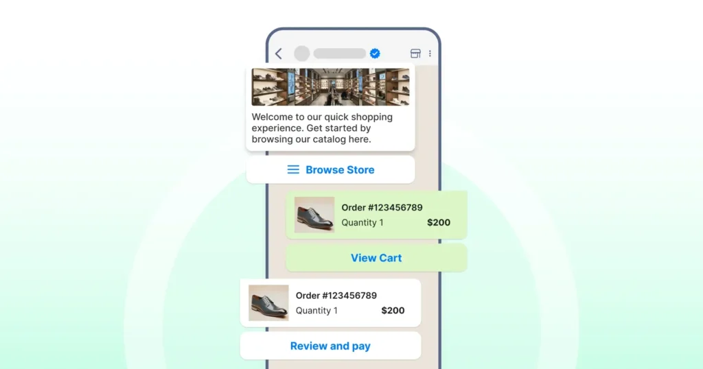 Completing an online payment seamlessly through WhatsApp checkout.