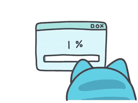 Un GIF que muestra a un gato molesto porque su descarga de archivo muestra un error al 99%.