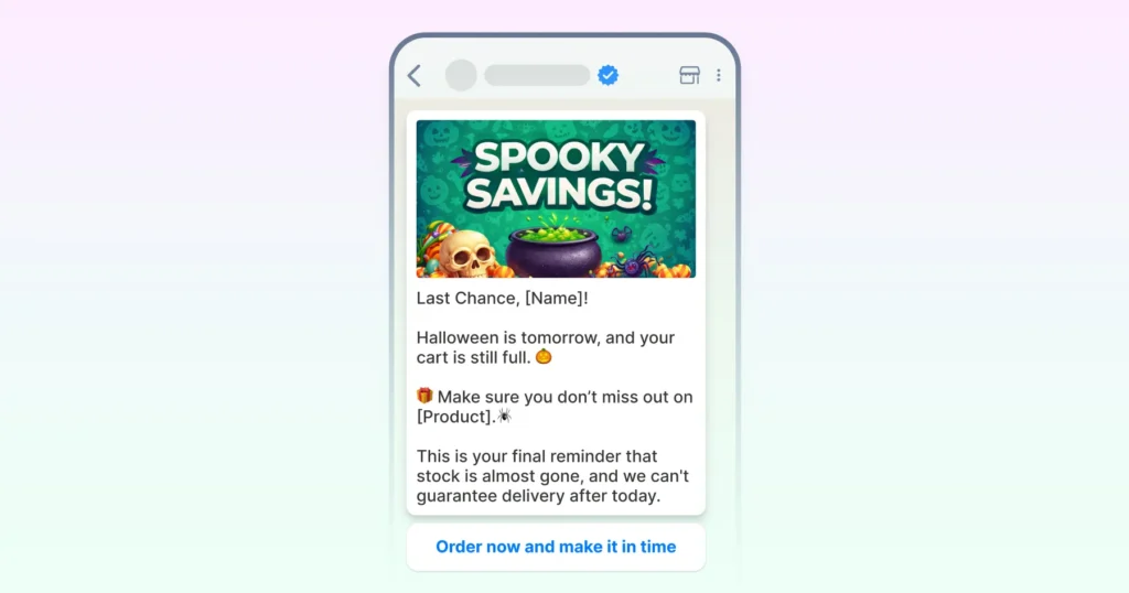 Cart recovery message during Halloween for brands
