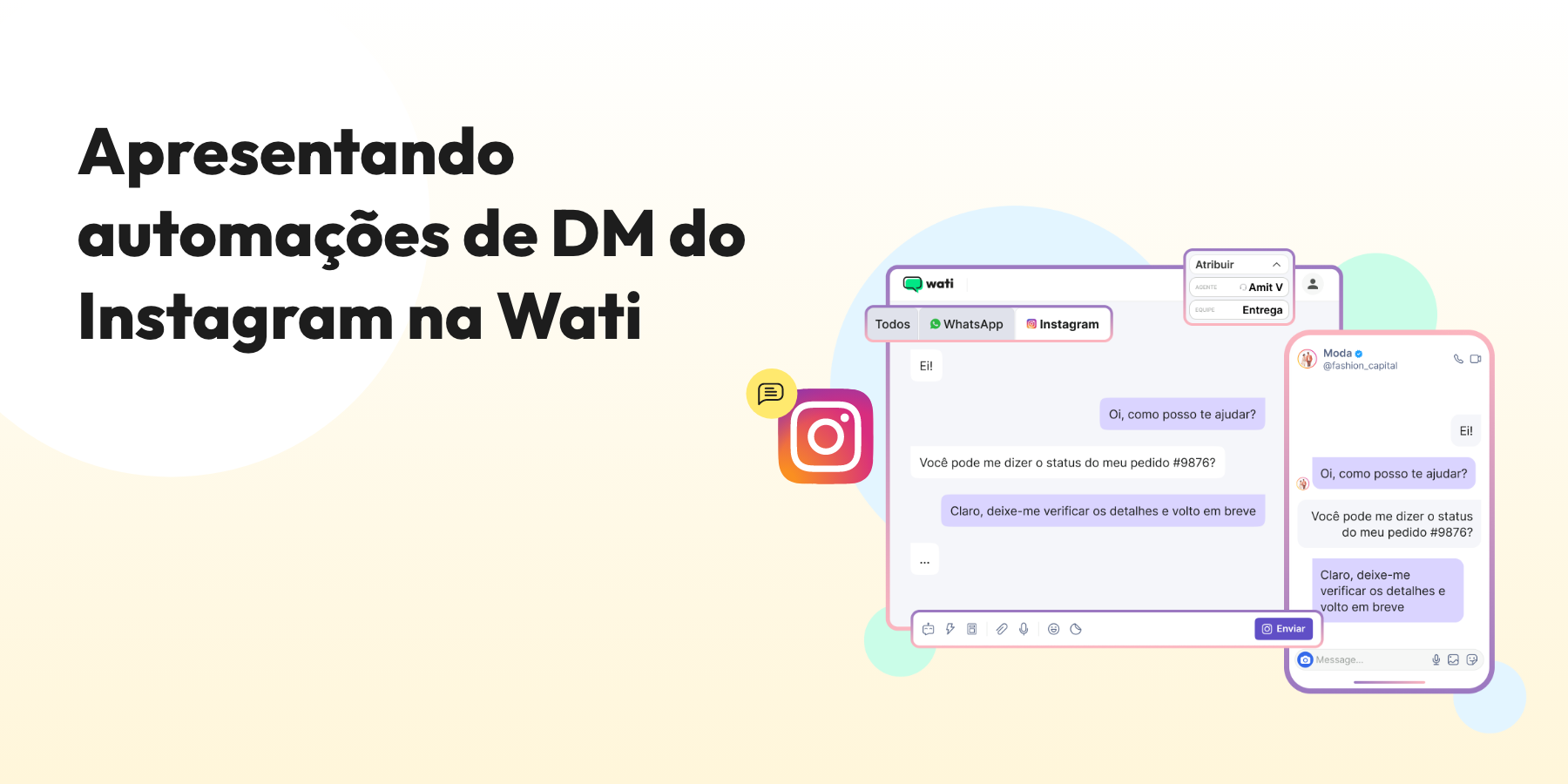 Apresentando automações de DM no Instagram no Wati