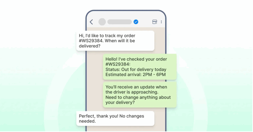 sending automated shipment message to the customer to confirm their order and share delivery details