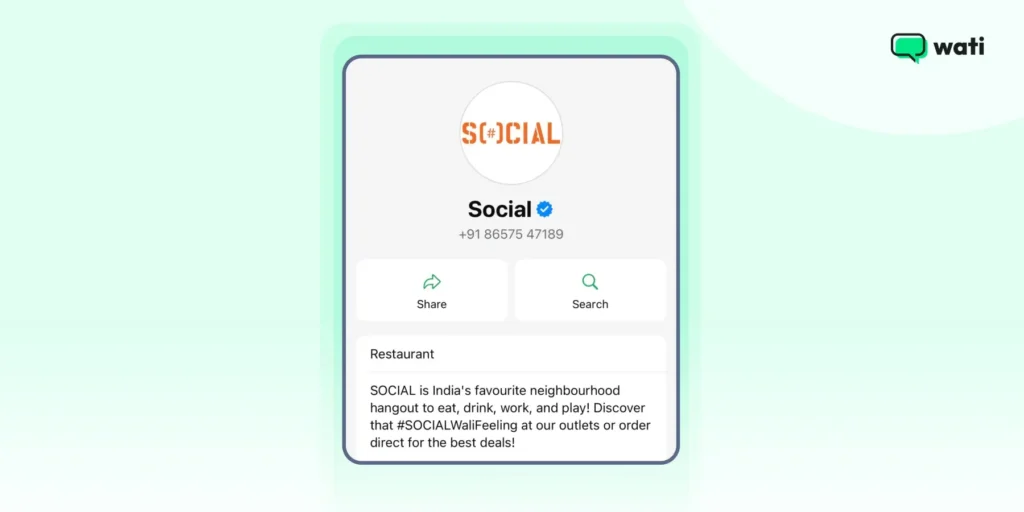 WhatsApp business description from Social