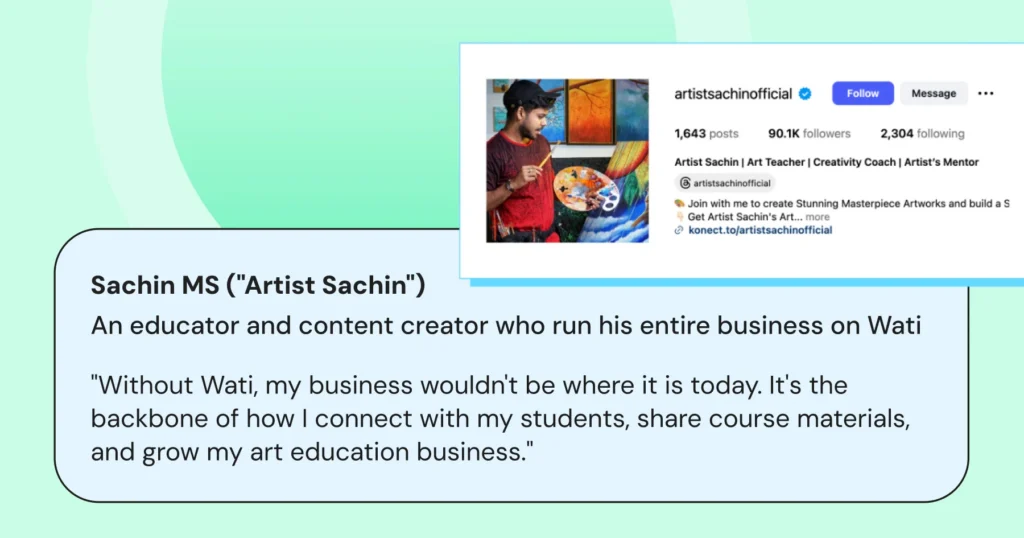 Sachin MS's rising local service business that he runs using Wati