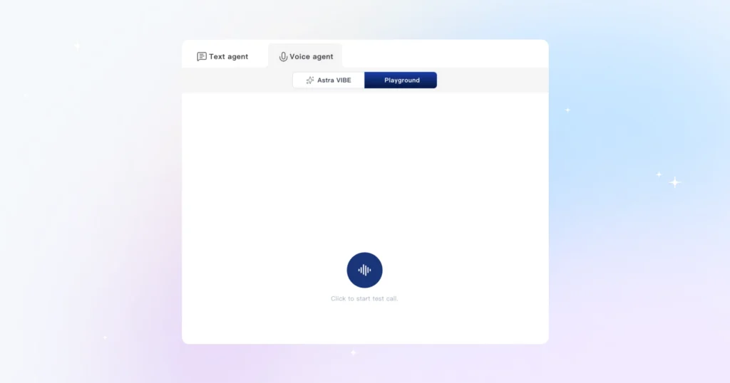 Use the Playground option to test your voice agent
