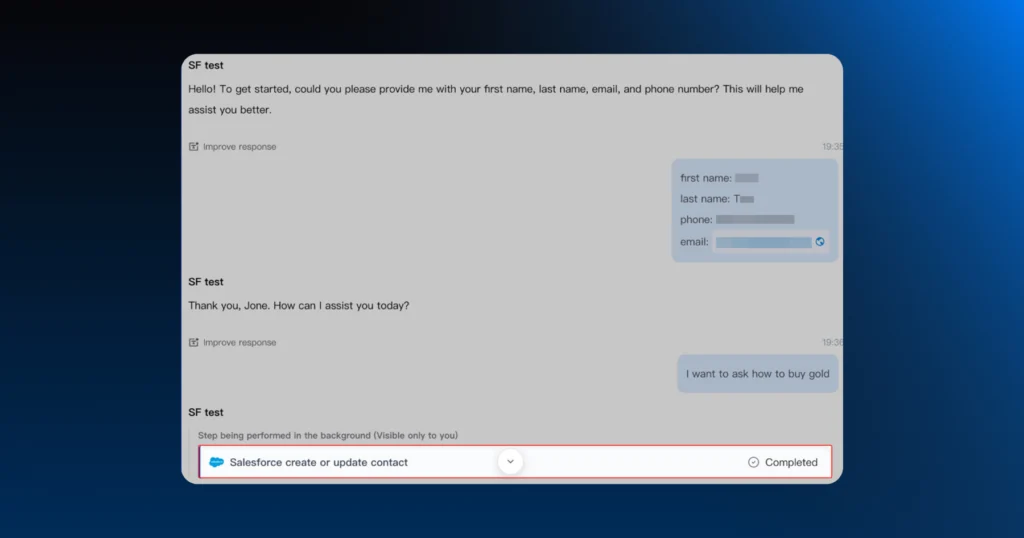 A visual of Salesforce test check inside Astra
