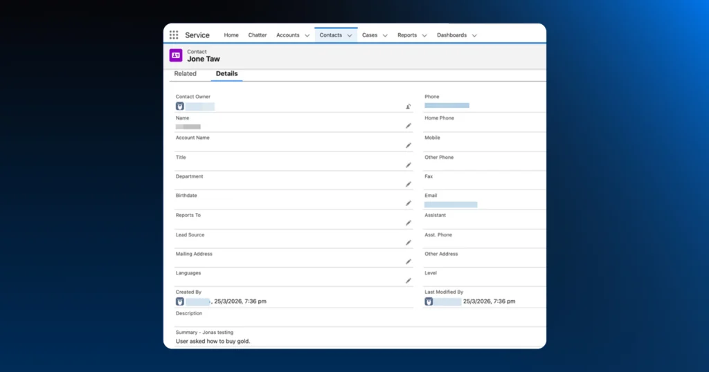 Automcatic field filling for new leads