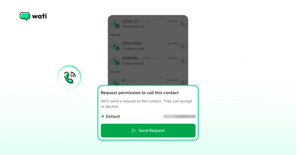 Sending permission request to call a contact on the Wati mobile app