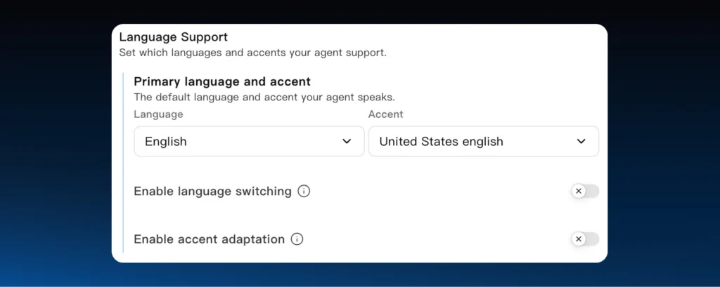 Selecting language and accent for WhatsApp AI agent