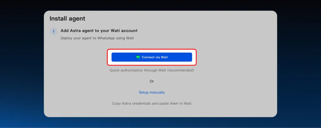 Installing Astra agent via Wati