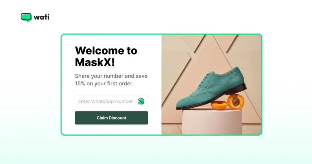 Pop-up box for discount claim using WhatsApp number