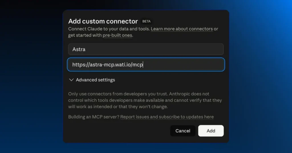 Add server URL and click Add to save changes