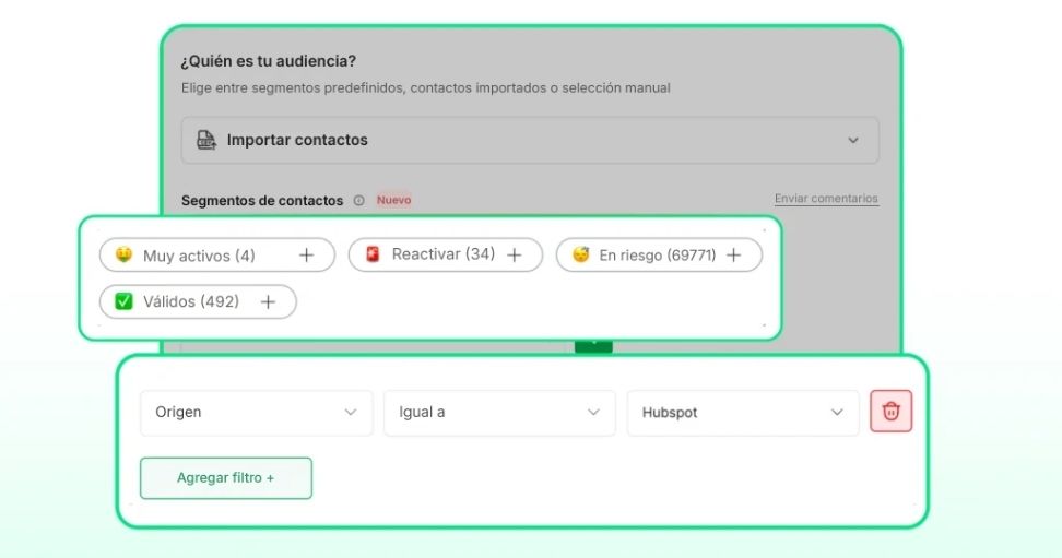 Segmentación de audiencia para campañas de broadcast