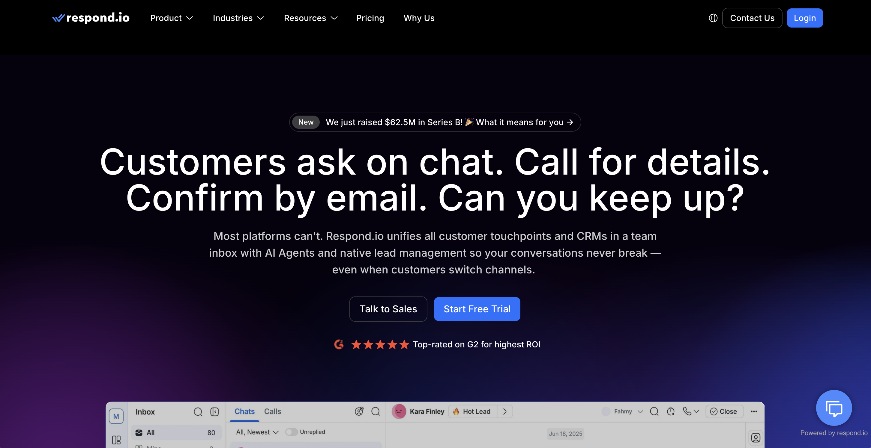Respond.io WhatsApp customer conversation platform