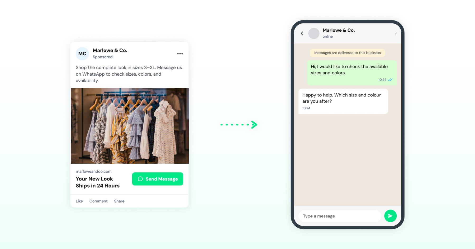 CTWA of new catalogue looks leading to a WhatsApp chat