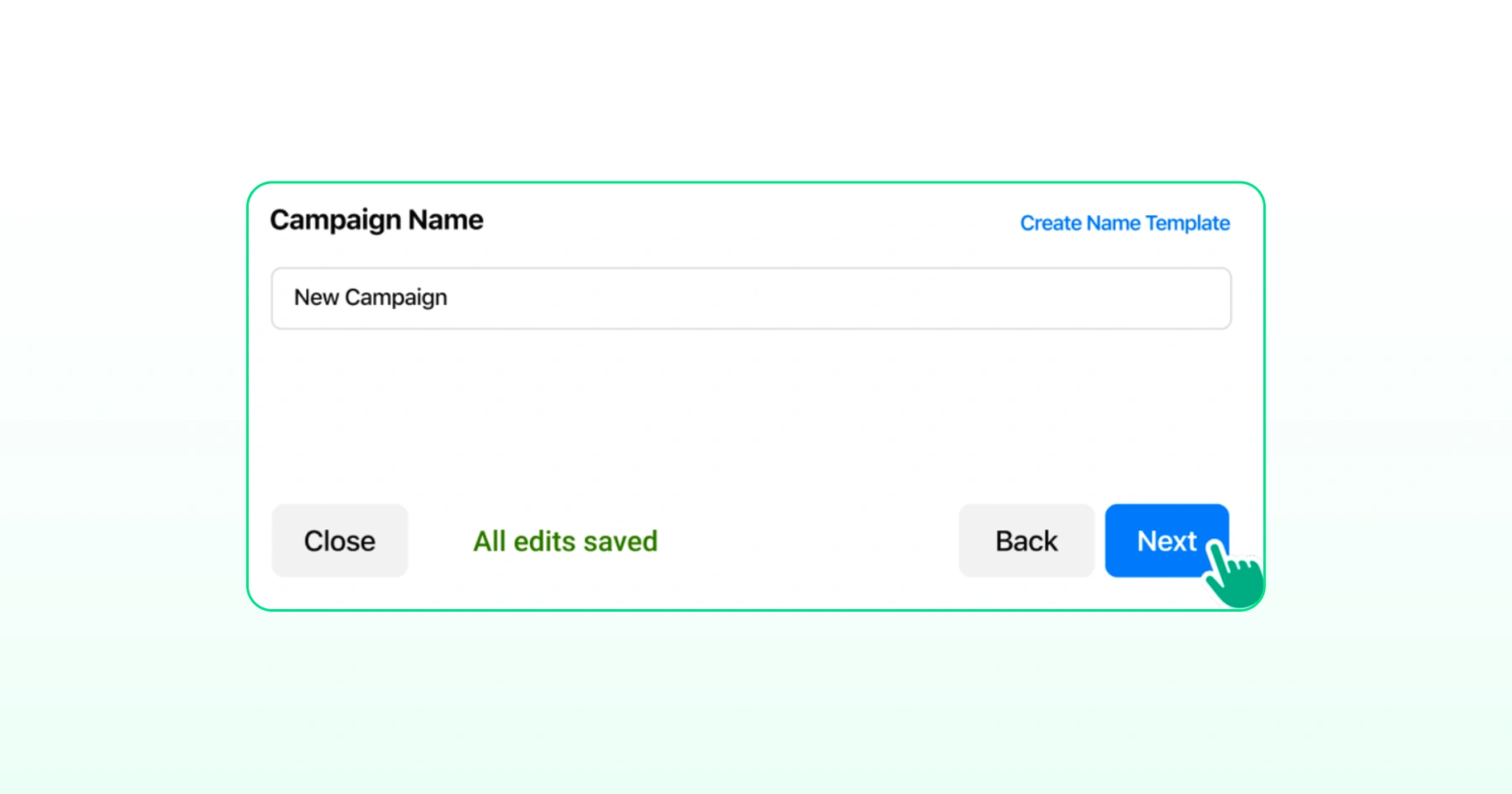 Meta Ads Manager campaign setup screen showing the campaign name field