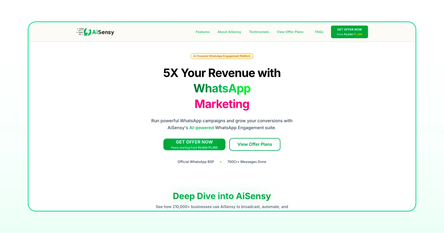 AiSensy Homepage