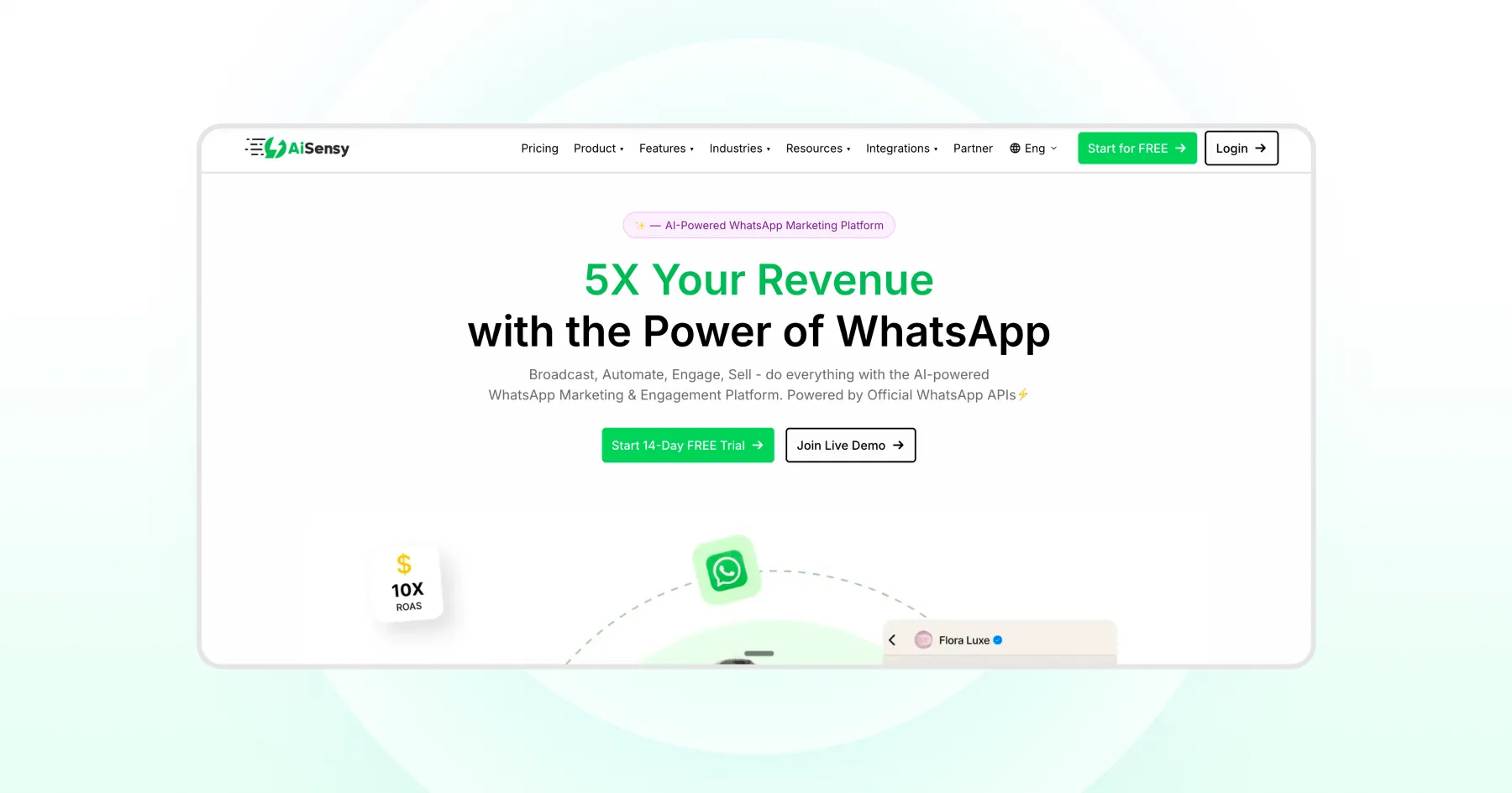 AiSensy homepage