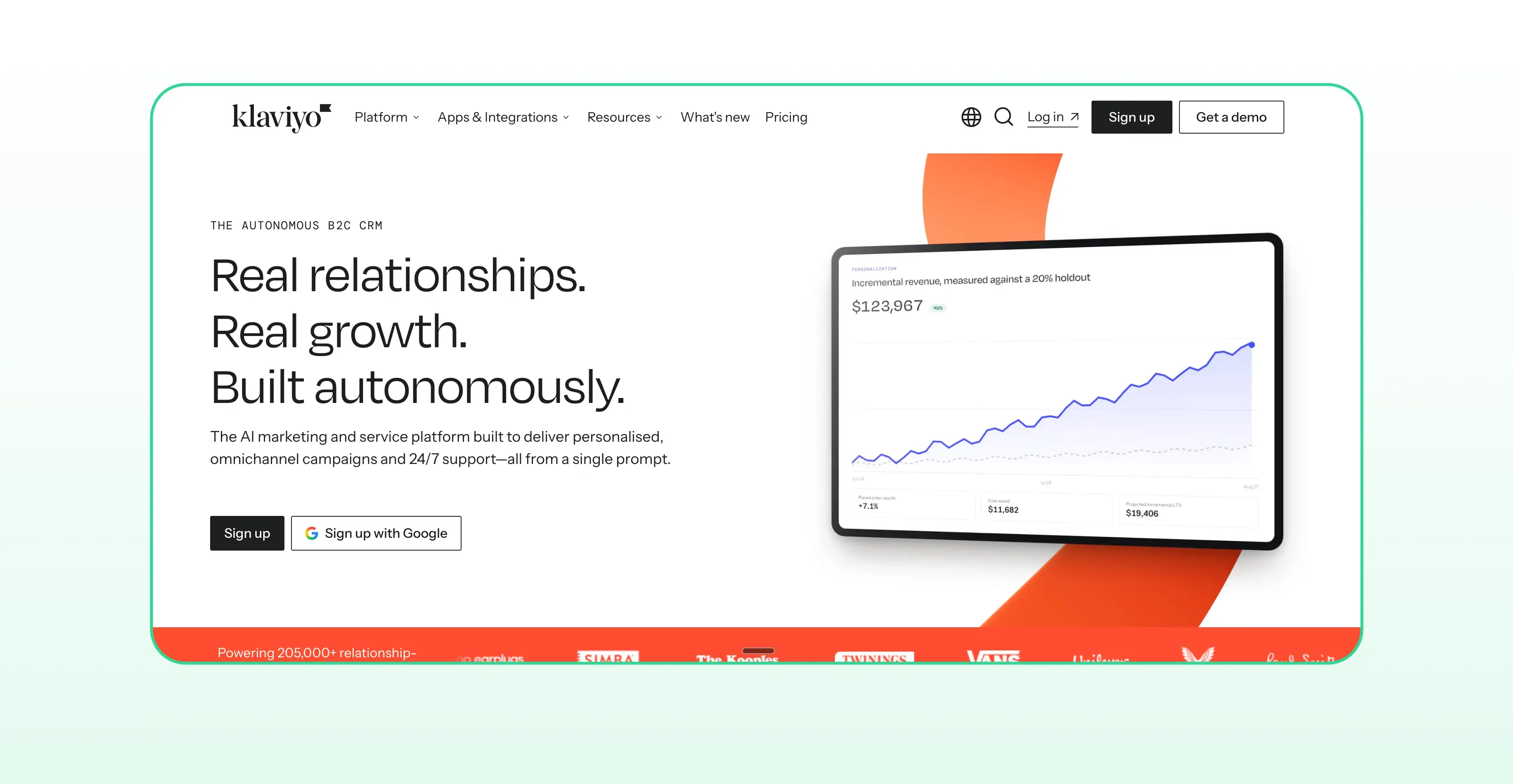 Homepage of Klaviyo