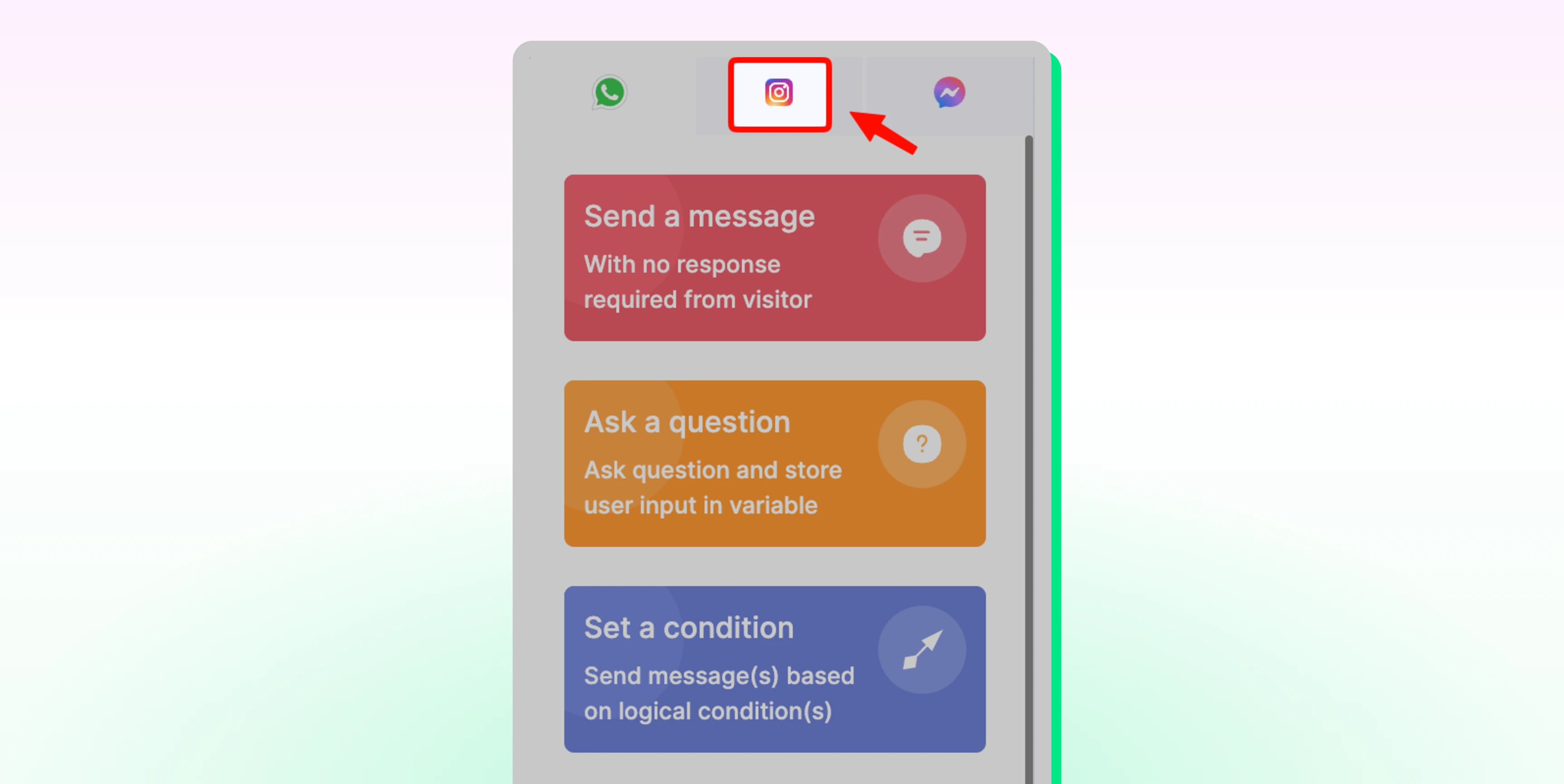 Instagram channel selected in wati dashboard.