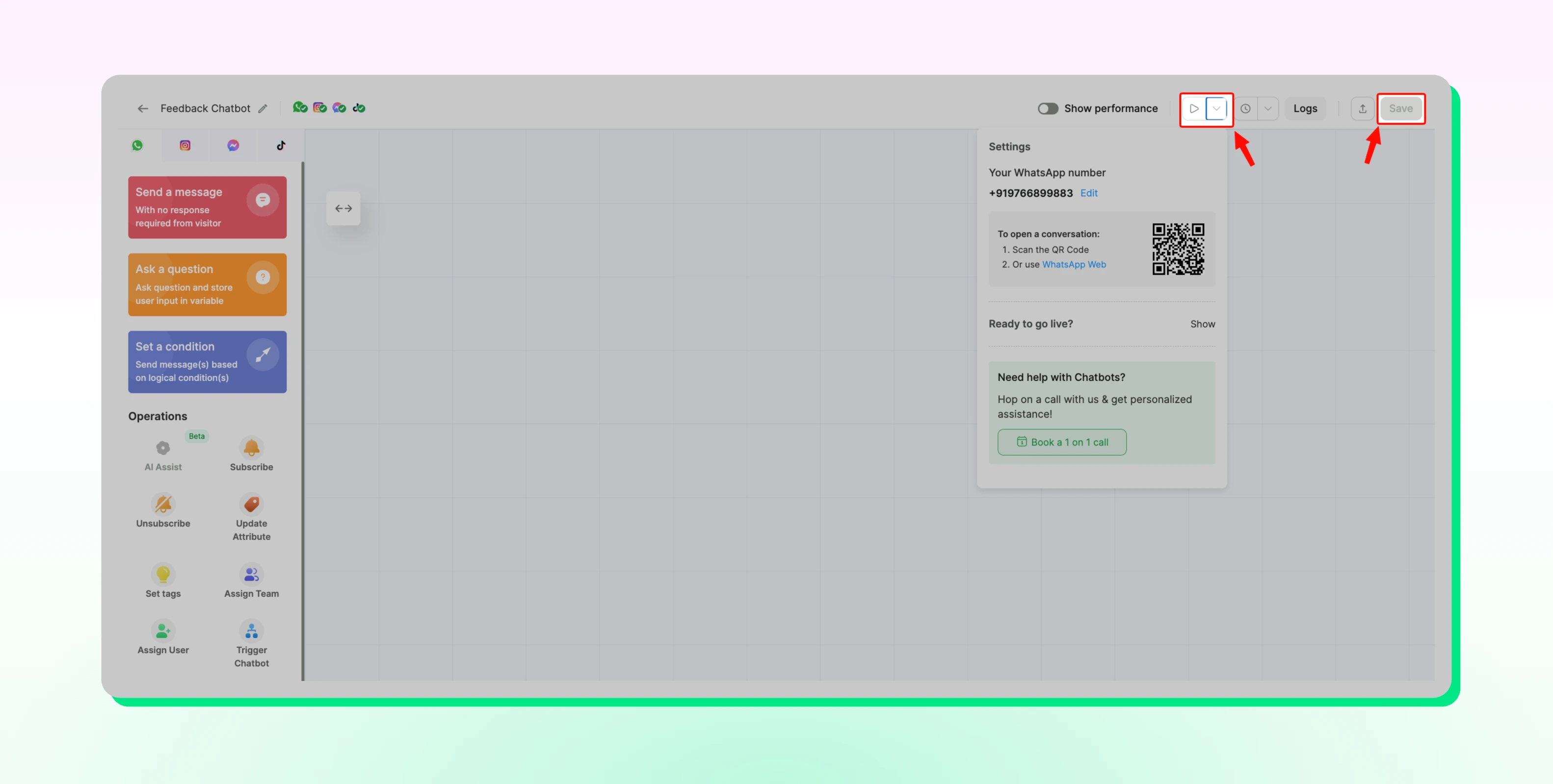 Save button highlited in Wati dashboard