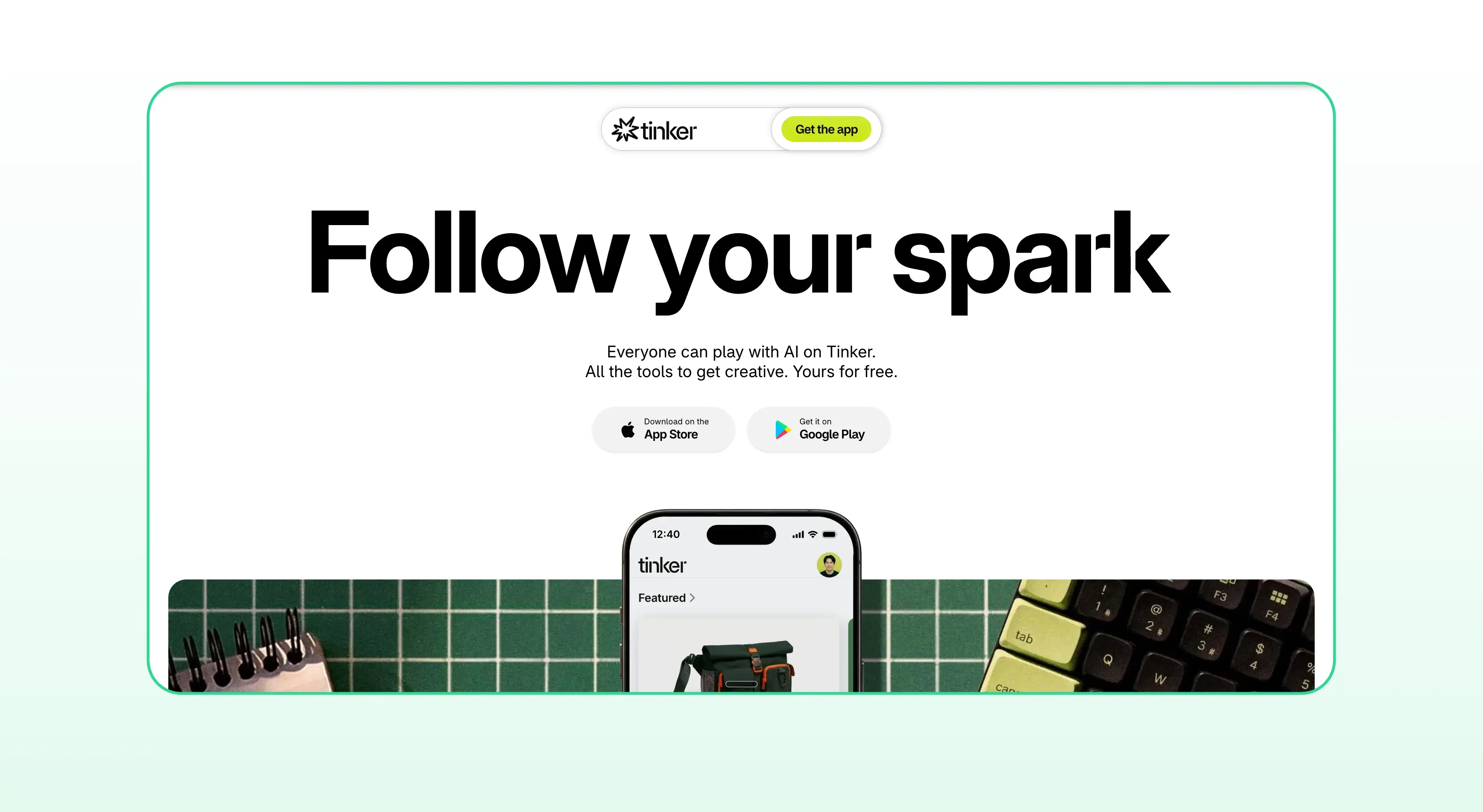 Homepage of Tinker by Shopify