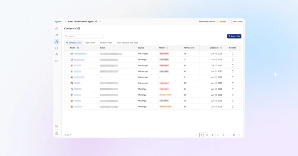 transfer lead details into external crm with pre-categorization of lead intent.